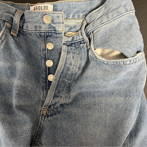 Agolde Jeans Women Size 25 Feel Good Straight Medium Wash Tapered Distressed B22 - Picture 12 of 12